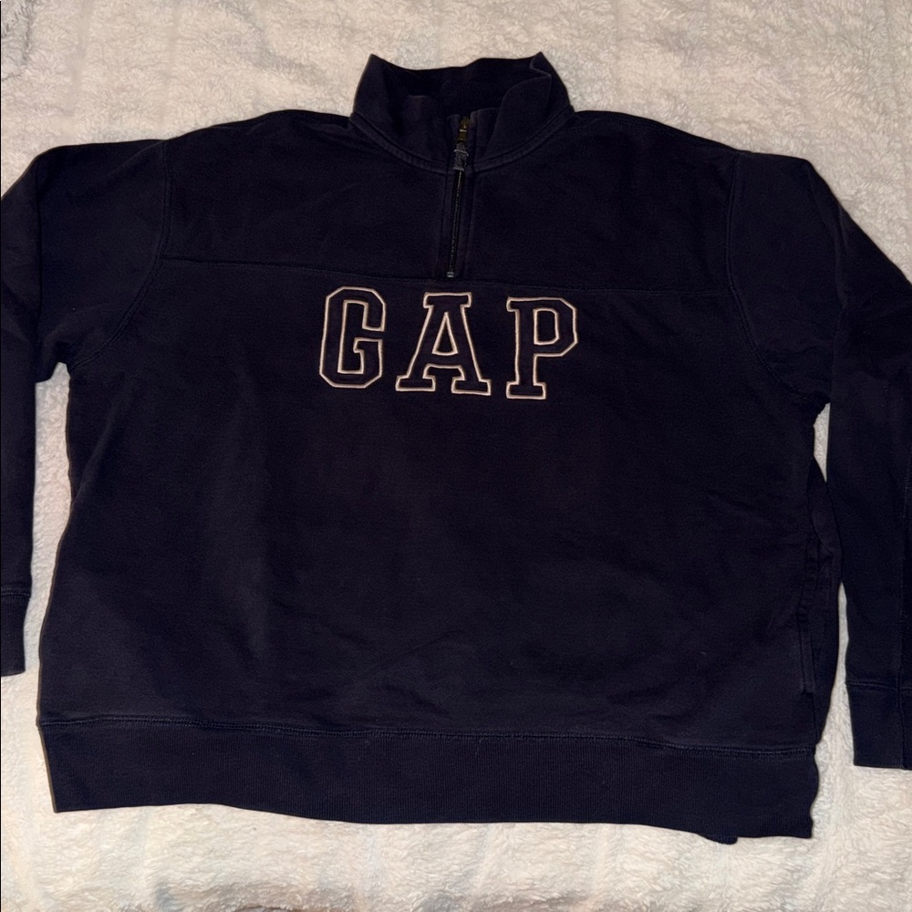 GAP Dark Navy Quarter-Zip Pullover with Embroidered Logo